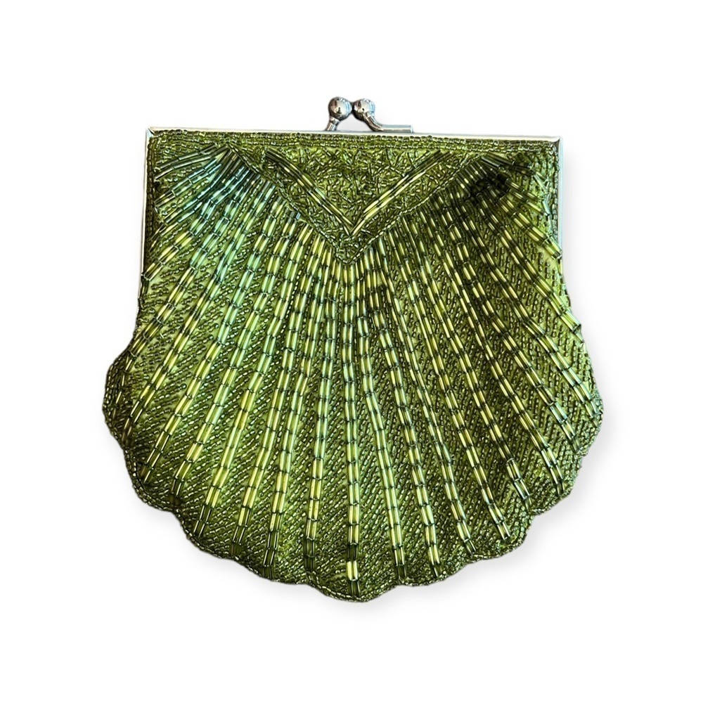 Preston & York Metallic Green Shell Clutch